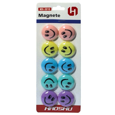 Магніти "WB" /13173(X3010)/ "Смайли" пастельних кольорів d=3см, 10шт (1/100)