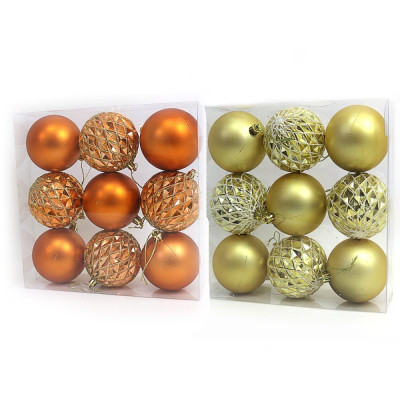Набір новорічних кульок "JO" /DSCN0898/ помаранчеві "Christmas" D8cm 9шт. (1/32)