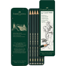 Набір графітних олівців "Faber-Castell" /119063/ 6 шт. Н-8В у металевій коробці (1/10)