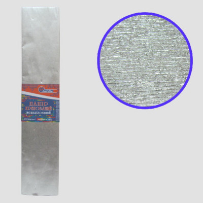Гофропапір 30%, 20г/м2 JO /KRM-8060/ 50*200см, Сріблястий металік (10/200)