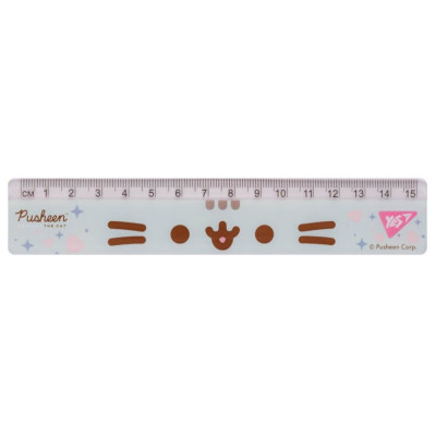 Лінійка 15см "YES" /370682/ "Pusheen", блакитна (1/20/100)