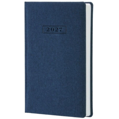 Щоденник "OPTIMA" ДАТ. 2027 /O26153/ тканина плейн ПВХ, темно-синій, А5 (1/20)