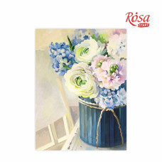 Картина на картоні з контуром "ROSA START" 30*40 Натюрморт №26 "Ніжний букет білих троянд+бузок" /142/ БЕЗ ФАРБ