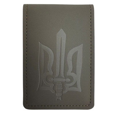 Обкладинка ID Паспорт "4PROFI" /28218/691/шкірзам, нубук, Тризуб меч хакі тиснення