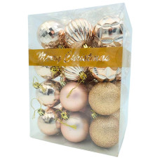 Набір новорічних кульок "JO" /DSCN1352/ золото "New year" 4-6см, 48шт. (1/18)