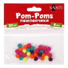 Помпони "SANTI" /955450/ неонові кольори, асорті, акрил, d-8мм, 30шт./уп (1/12)