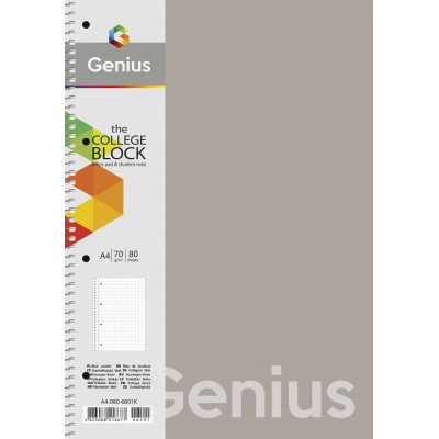 Зошит А4/80арк. "Genius" спіраль /А4-080-6803K/ ##, пластик 0,5 мм, 70 г/м2, заокруглені кути (4/40)