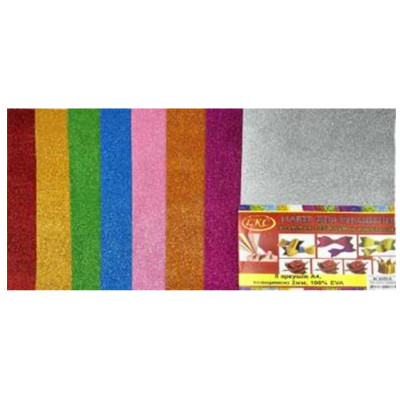 Флексика (фоаміран) /0266-8/ А4/8арк., 2мм, 20*30см блискітки, клейка основа (1/8/120)