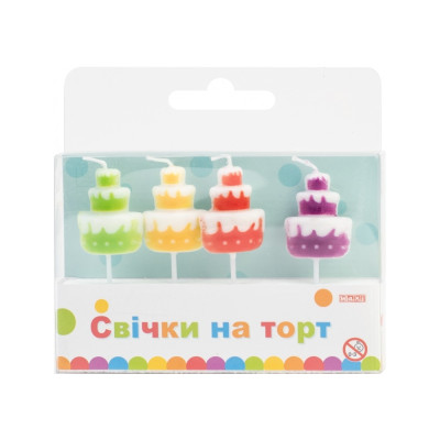 Набір свічок для торту "Maxi" /MX629149/ "Cakes" 4 шт. (1/24)