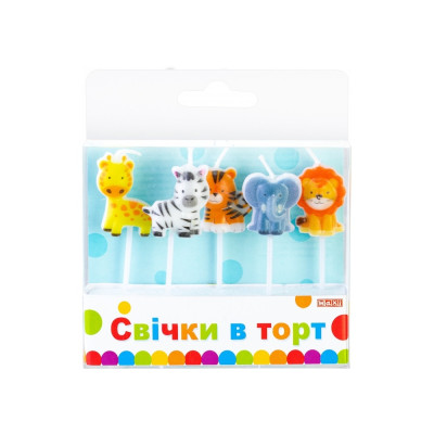 Набір свічок для торту "Maxi" /MX629291/ 3D свічки SAFARI, 5 шт. (1/24)