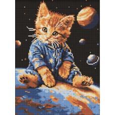 Алмазна мозаїка "Ідейка" /AMO8167/ "Зоряний котик" 30*40см