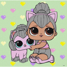 Картина за номерами "Ідейка" /KHO6290/ "LOL Surprise! TroopSurprise Kitty Queen With Kitty Kitty" 40*40 см