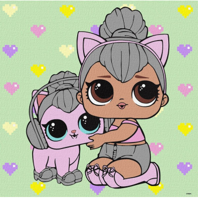 Картина за номерами "Ідейка" /KHO6290/ "LOL Surprise! TroopSurprise Kitty Queen With Kitty Kitty" 40*40 см