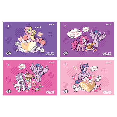 Зошит для малювання А4/12арк. "Kite" /LP25-241/ скоба, софт тач + УФ лак, My Little Pony (20/160)