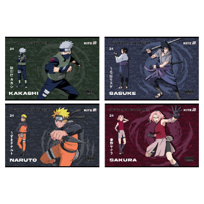 Зошит для малювання А4/24арк. "Kite" /NR25-242/ скоба, гібр. лак + УФ лак, Naruto Shippuden (12/96)