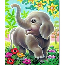 Алмазна мозаїка "Go to art" /188342/ "Веселе слоненя" 21*25 см на картоні 5D