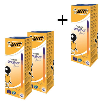 АКЦІЯ Ручка кулькова "BIC" Orange зі штрихкодом (уп.20шт)/8099221/ синя 2+1 (1)