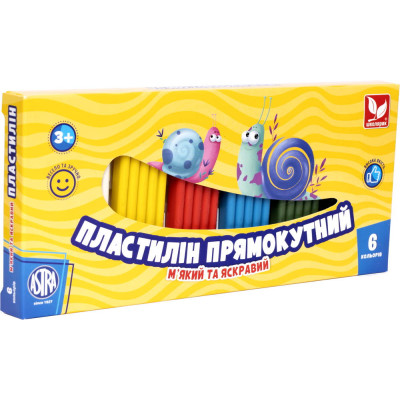 Пластилін восковий "Школярик" 6 кол. прямокутн. /303116001-UA/ 132 г (1/24)