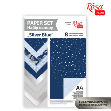 Набір паперу дизайнерського двостороннього "Rosa Talent" /5319010/ „Silver Blue“, з тисн. та ефектами, А4, 8арк/уп (1)