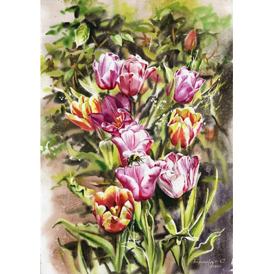 Алмазна мозаїка "Go to art" /189631/ "Тюльпани" 40*50см на підрамнику