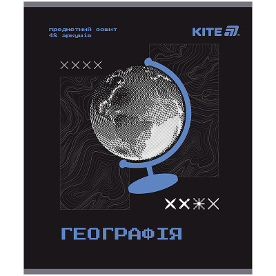 Зошит уч. "Kite" 48арк.# /K25-240-5/ ПРЕДМЕТКА гібр лак+УФ, Tehno, географія (10/200)