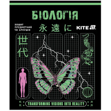 Зошит уч. "Kite" 48арк.# /K25-240-27/ ПРЕДМЕТКА софт тач+УФ, Cyber, біологія (10/200)