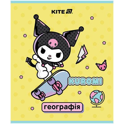 Зошит уч. "Kite" 48арк.# /HK25-240-5/ ПРЕДМЕТКА софт тач+УФ, Kuromi Куромі, географія (10/200)