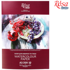 Папка для АКВАРЕЛІ А3/10арк. "ROSA Studio" /16921001/ (29,7х42см) 200 г/м2, дрібне зерно (1/10/20)