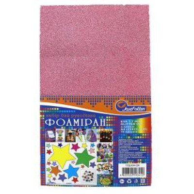 Флексика(фоаміран) "JO" /17GLKA4-034/ EVA 1,7mm A4 GLITTER з клеєм "Рожевий" 10шт/уп (1/96)