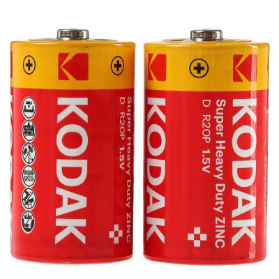 Батарейка "KODAK" /R-20/2shrink/CAT30410398/ сольова, 1,5V, бочонок. 61,5*34,2мм (2/24)