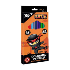Олівці кольорові "Yes" 24 кол./12 шт /290707/ "Ninja" двосторонні (1/12/240)