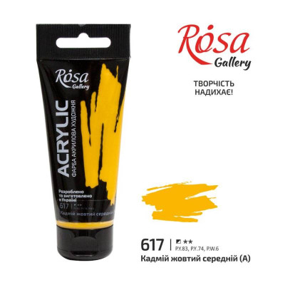 АКРИЛ для декору "ROSA Gallery" /617/ Кадмій жовтий середній, 60мл (1/4)