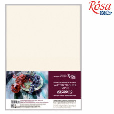 Папір для АКВАРЕЛІ А3/10арк. "ROSA Studio" /16921004/ (29,7х42см) 200 г/м2, дрібне зерно (1/20)