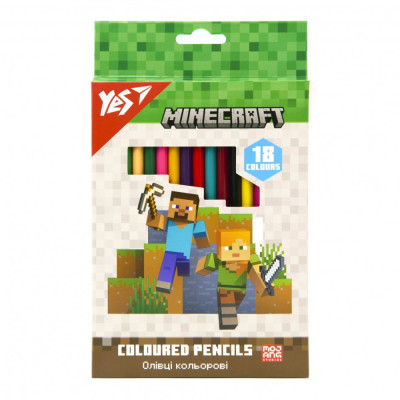 Олівці кольорові "Yes" 18 кол. /290765/ "Minecraft" (1/8/160)