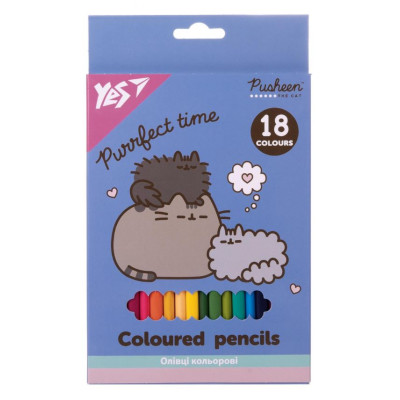 Олівці кольорові "Yes" 18 кол. /290766/ "Pusheen" (1/8/160)