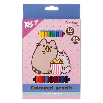 Олівці кольорові "Yes" 36 кол./18шт /290769/ "Pusheen" (1/8/160)