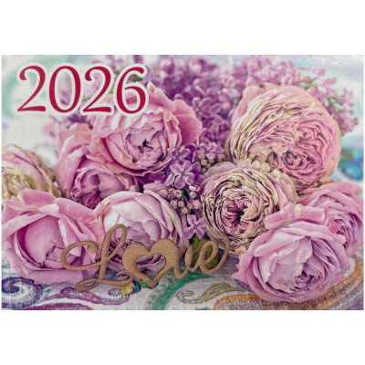 Календар кишеньковий 2026 "ЕУ" /К-23/ "Рожеві троянди" 100*70мм (50)