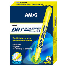 Маркер текстовий "Amos" /HLD12YL/ флуоресцентний жовтий (12)
