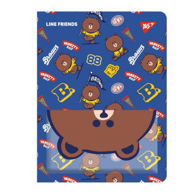 Папка "Yes" 20 файлів A4 /492109/ "Line Friends. Brown" з фронтальною кишенею (1/36/72)