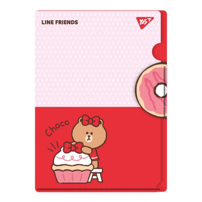 Папка-куток А4 "Yes" /492111/ з клапаном "Line Friends. Choco" (1/12/144)