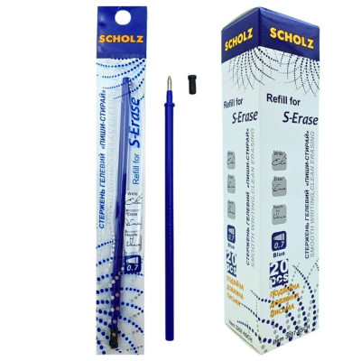 Стрижень гелевий "Пиши-стирай "SCHOLZ" /3207-6SCH/ 0,7мм, довжина 130мм, синій, S-ERASE (20/240)