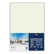 Папір для АКВАРЕЛІ А3/10арк. "ROSA Studio" /16931004/ (29,7х42см) 220 г/м2, середнє зерно (1/20)