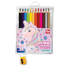 Олівці кольорові "Школярик" 12 кол. /312221007-UA/ круглі "Джамбо Unicorn Єдиноріг", чинка (1/12)