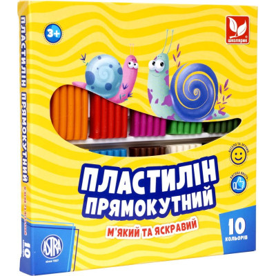 Пластилін восковий "Школярик" 10 кол. прямокутн. /303116003-UA/ 220 г (1/12)