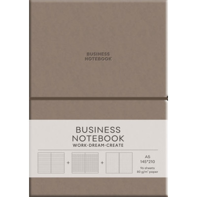 Блокнот А5/96 арк. "Школярик" Business /A5-7136Milk Chocolate/ == обкл.поліуретан м'яка, крем блок, 80г/м2 "Milk Chocolate" (1/12)