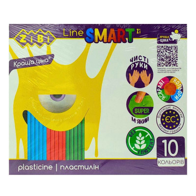 Пластилін "ZiBi" 10кол. /ZB.6223/ 200г. SMART Line (1/12/96)