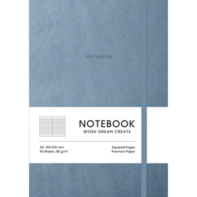 Блокнот А5/96 арк. "Школярик" /A5-7148KDenim Blue/ # обкл.поліуретан м'яка, крем блок, 80г/м2 "Denim Blue" (1/12)