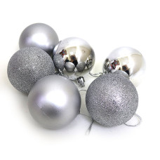 Набір новорічних кульок "JO" /DSCN0579-6/ "SILVER" 6см,/6шт, (1/115) Набір новорічних кульок "JO" /DSCN0579-6/ "SILVER" 6см,/6шт, (1/115)