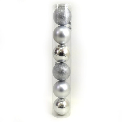 Набір новорічних кульок "JO"  /DSCN0922-8-6-S/ "SILVER" 8см,/6шт. 