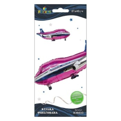 Кулька фольгована "Pelican" /836033/ Літак фіолетовий, 81см
